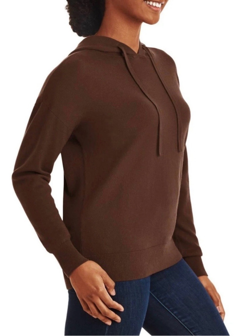 Members Mark Luxury Cashmere Blend Hoodie Women’s M chocolate brown long sleeve